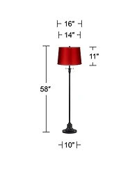 360 Lighting Dyna Traditional 58" Tall 2-Light Standing Floor Lamp Skinny Pole Pull Chain Finish Living Room Satin Shade
