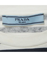 Pre-Owned Prada Women's Striped Logo Cotton Knit T-Shirt
