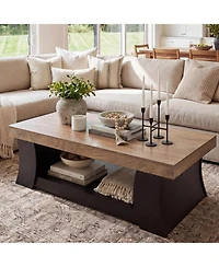 Tribesigns 55" Coffee Table, Living Room Table with Storage Shelf, Wooden Coffee Table, Modern Farmhouse Rectangle Center Table