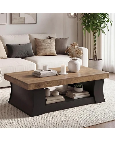 Tribesigns 55" Coffee Table, Living Room Table with Storage Shelf, Wooden Coffee Table, Modern Farmhouse Rectangle Center Table