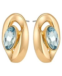 Guess Gold-Tone Aqua Stone Stud Earrings