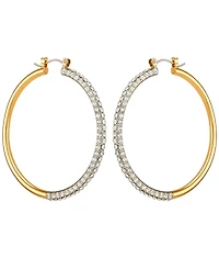 Guess Gold-Tone Crystal Stone Hoop Earrings