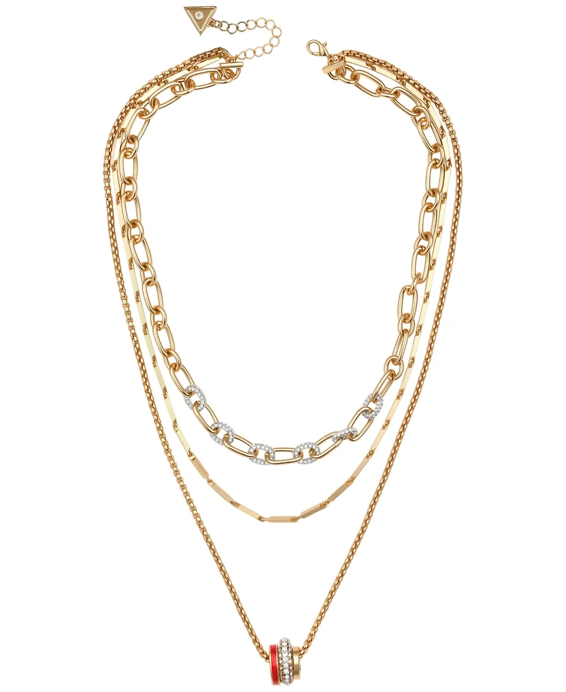 Guess Gold-Tone Crystal Stone Layered Necklace