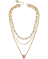 Guess Gold-Tone Crystal Stone Layered Necklace