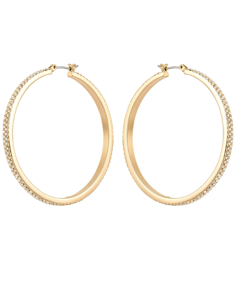 Guess Gold-Tone Crystal Stone Hoop Earrings
