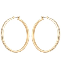 Guess Gold-Tone Crystal Stone Hoop Earrings