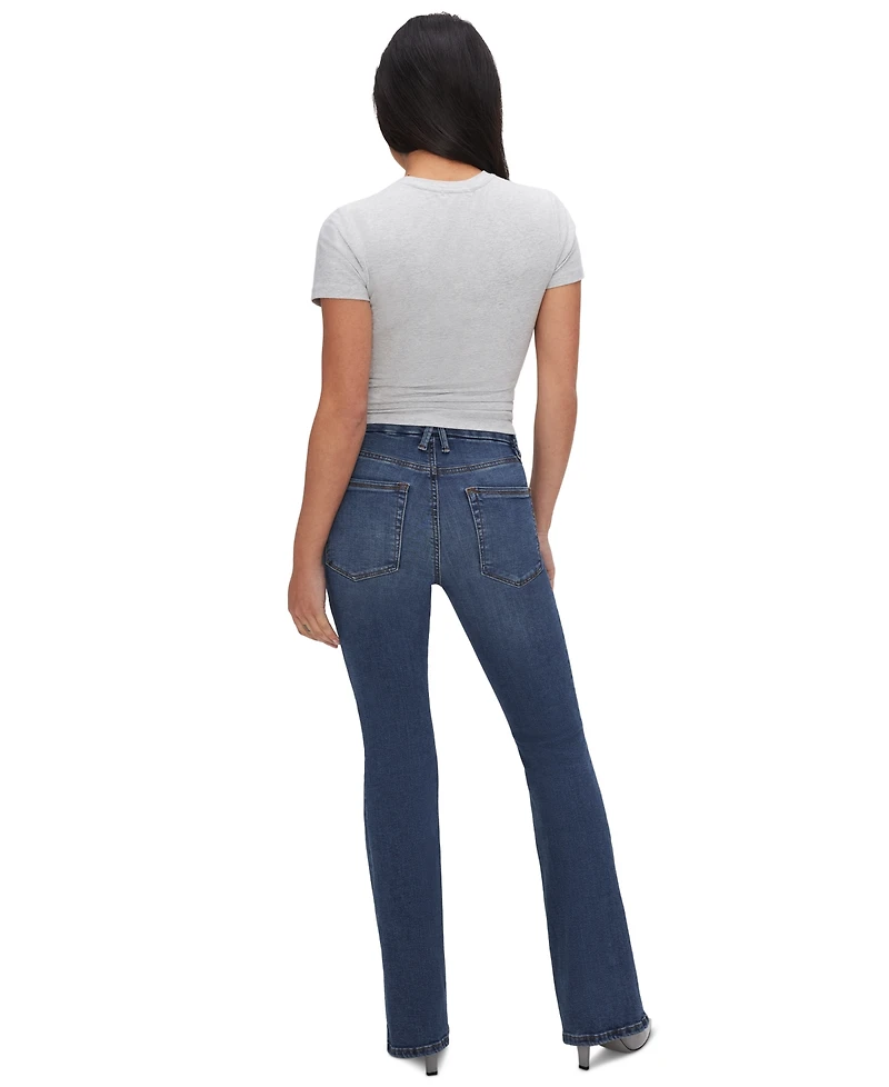 Good American Women's Mid-Rise Flare Jeans, Regular & Plus