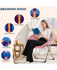 gaomon Folding Faux Fur Saucer Chair Set of 2