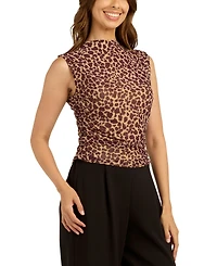 Bcx Juniors' Printed Mesh Mock Neck Tank Top