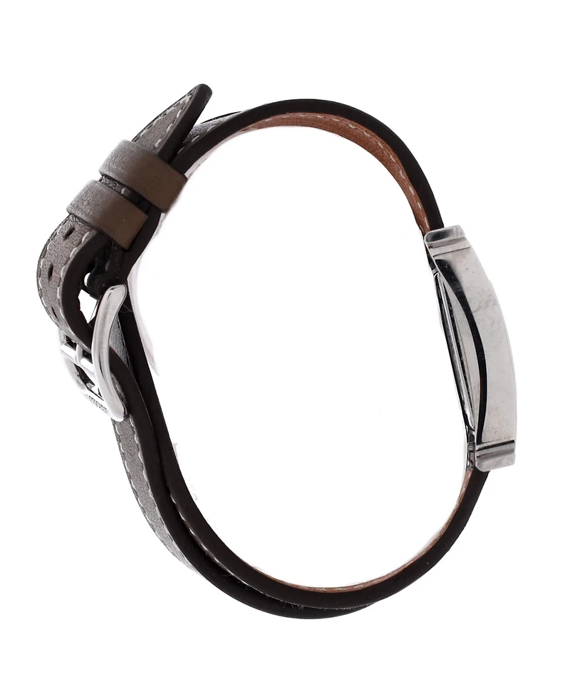 Pre-Owned HERMES Heure H Double Tour Quartz Watch in Stainless Steel and Leather 21mm
