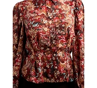 Bcx Juniors' Satin Stripe Lurex Collared Button-Up Shirt