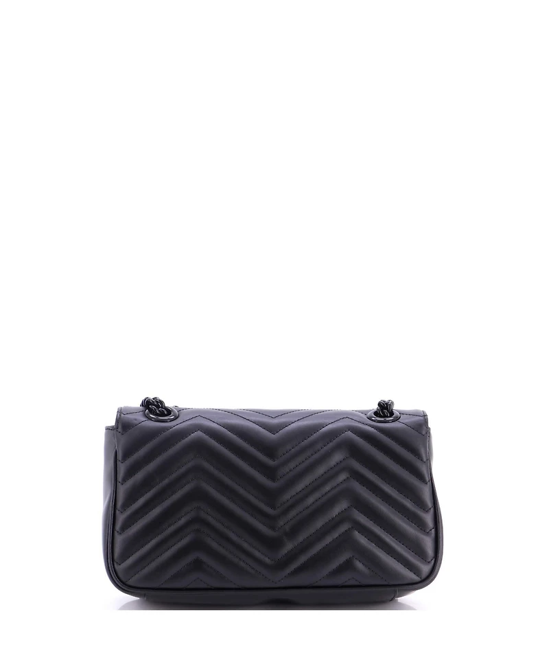 Pre-Owned Gucci Small Gg Marmont Monochrome Flap Bag Matelasse Leather