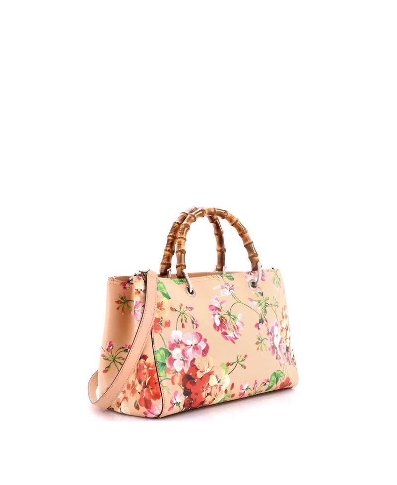 Pre-Owned Gucci Medium Bamboo Shopper Tote Blooms Print Leather