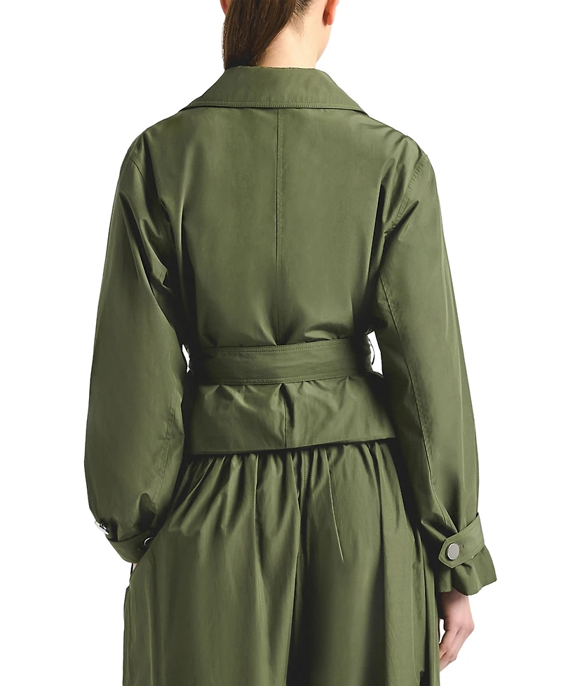Derek Lam 10 Crosby Women's Renata Poplin Button Front Cropped Trench Jacket