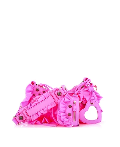 Pre-Owned Balenciaga Xs Le Cagole Giant Studs Shoulder Bag Ruffled Spandex