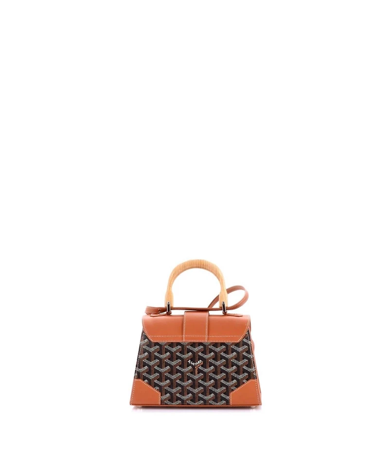 Pre-Owned Goyard Mini Structured Saigon Top Handle Bag Coated Canvas with Leather