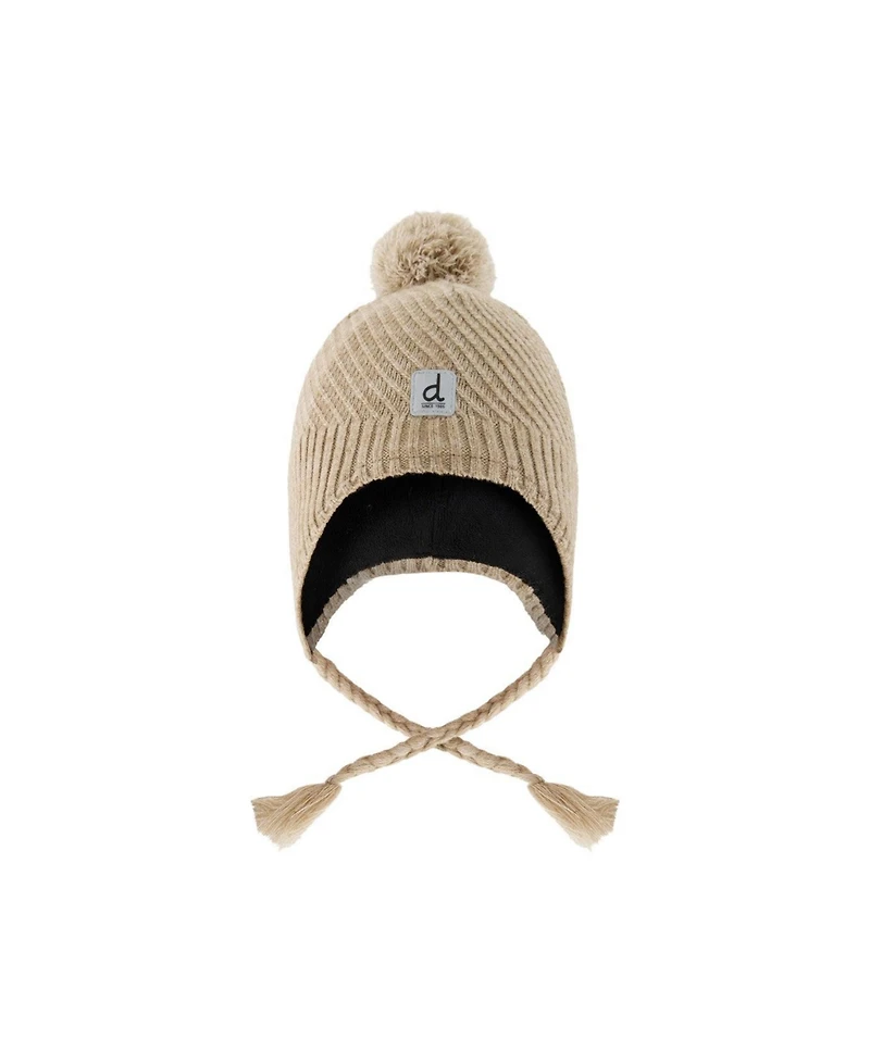 Deux par Deux Toddler Unisex Winter Peruvian Knit Hat with Pompom Taupe