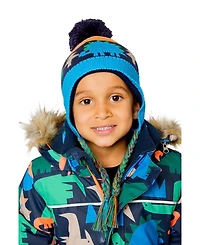 Deux par Deux Toddler Boy's (2-4) Winter Dinosaur Print Peruvian Knit Pompom Hat