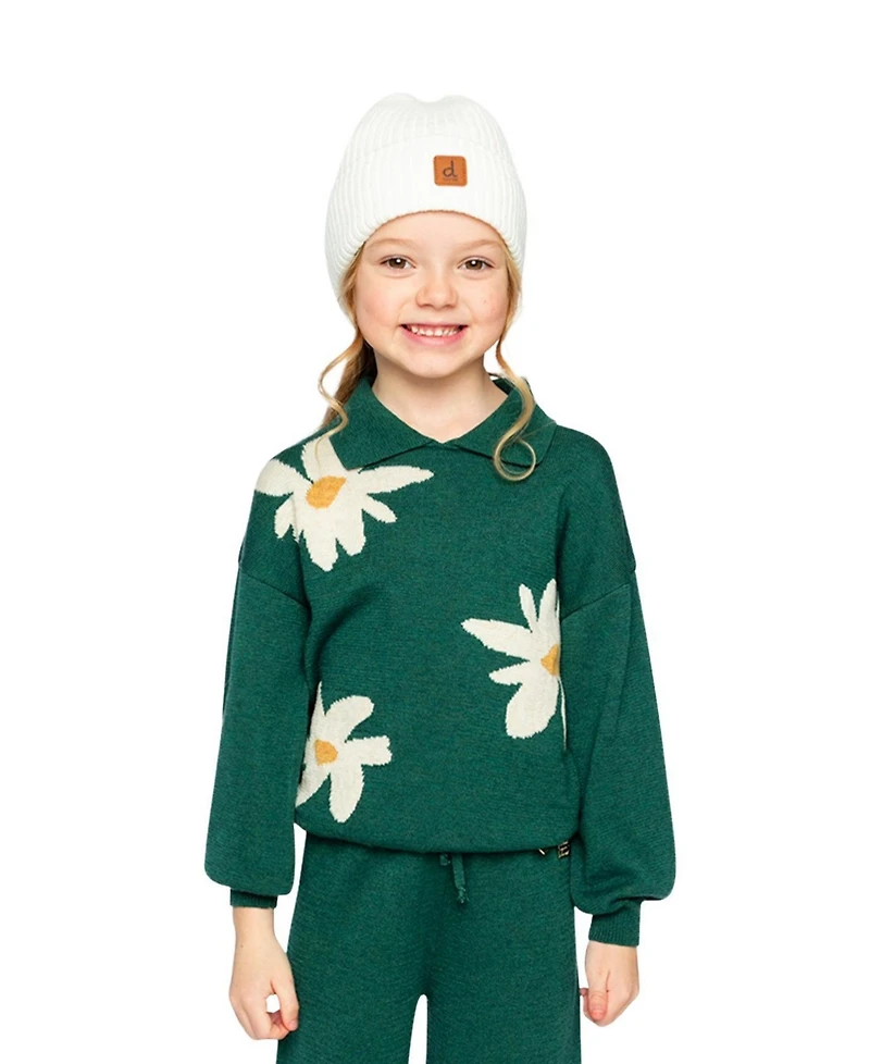 Deux par Deux Toddler Girls 2T - 5T Knitted Sweater Jasper Printed
