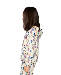 Deux par Toddler Girl 2T - 5T Hooded Zipped French Terry Cardigan Unicorn Print