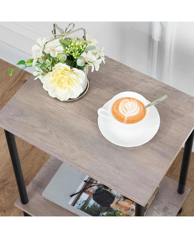 Slickblue Modern Side Table with Storage Shelf for Living Room Organization