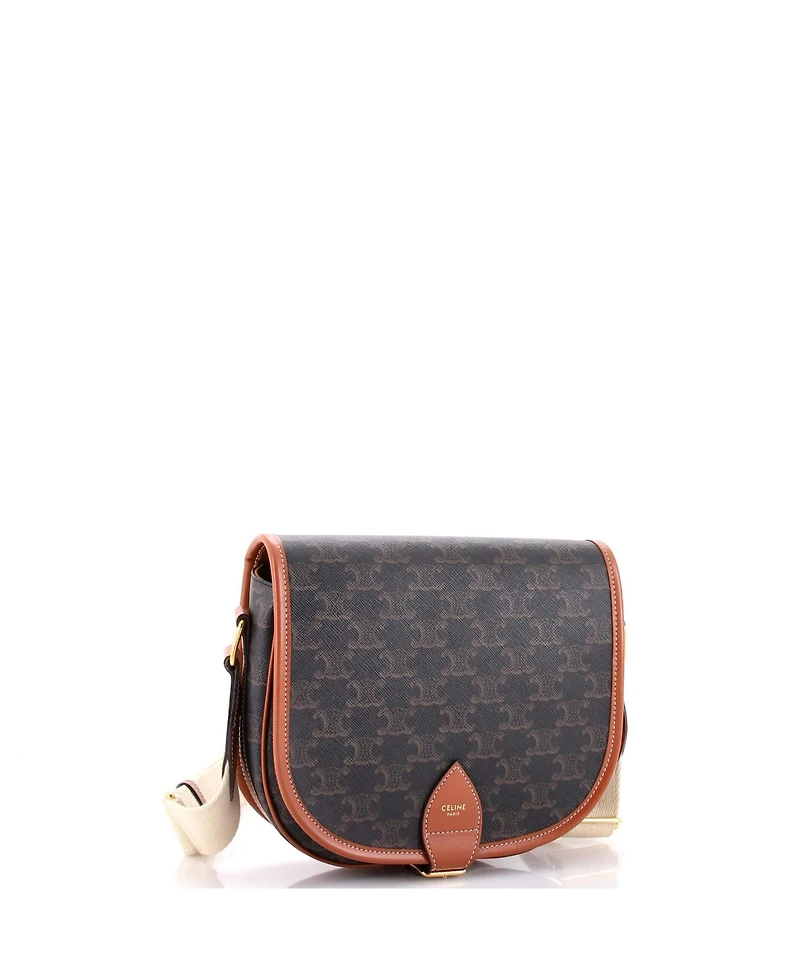 Pre-Owned Celine Large Folco Bag Triomphe Coated Canvas