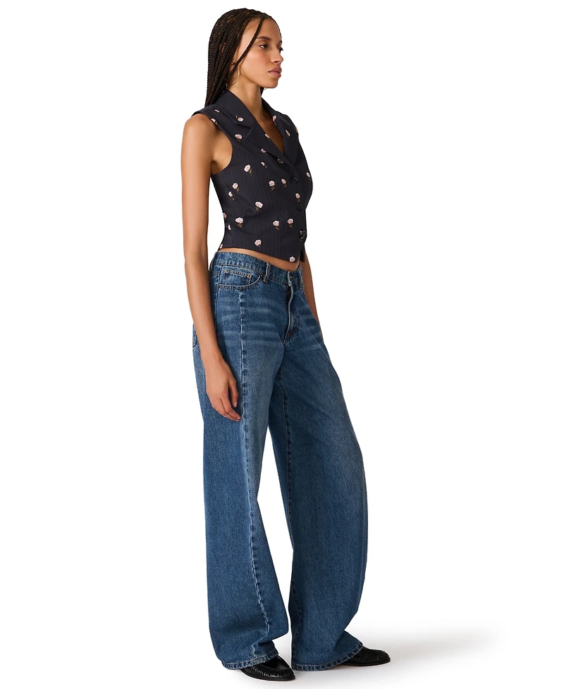 Steve Madden Women's Britton V-Neck Button-Front Vest Top