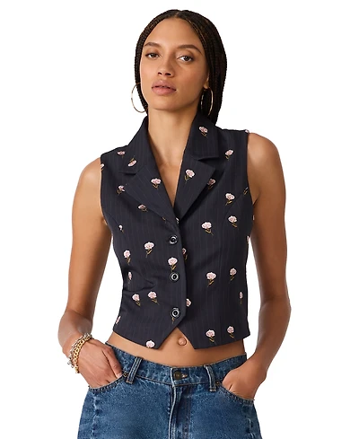Steve Madden Women's Britton V-Neck Button-Front Vest Top