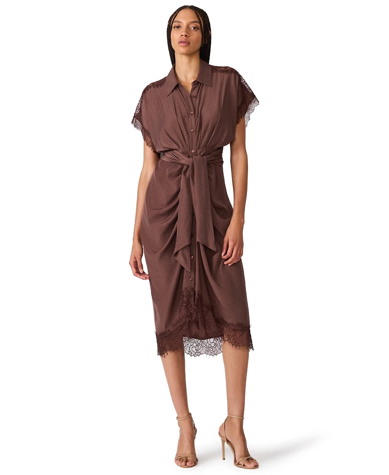 Steve Madden Women's Tori Collared Wrap Midi Dress