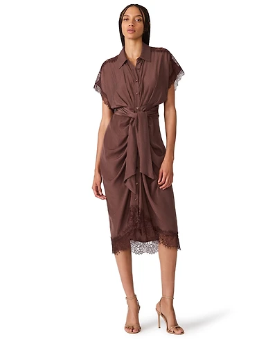 Steve Madden Women's Tori Collared Wrap Midi Dress