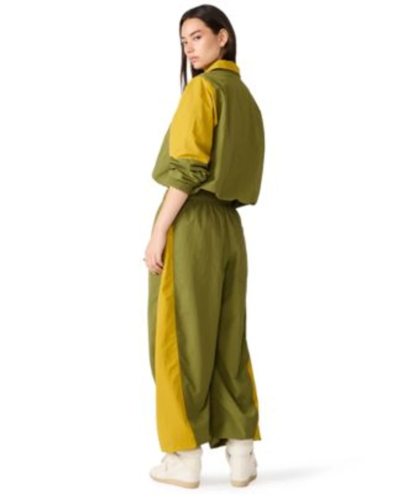 Steve Madden Womens Khoda Zip Front Jacket Mid Rise Barrel Track Pants