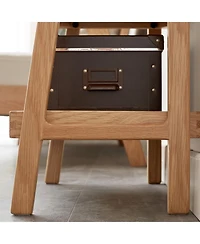 flynama 3 Tier Solid Wood Entryway Storage Bench Multifunctional A-shaped Ladder Shelf Rack
