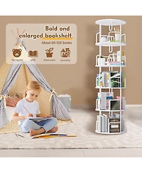 Flynama 5-Tier 360 Degree Rotating Book Tower Vertical Spinning Design Space-Saving Home Living Room Storage Organizer