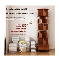 flynama 360 Degree Rotating 6-Tier Corner Bookshelf with Wheels