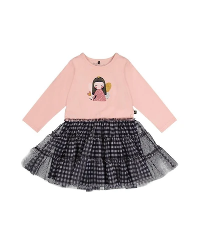 Deux par Deux Little and Big Girl 6-8 Bi-Material Dress
