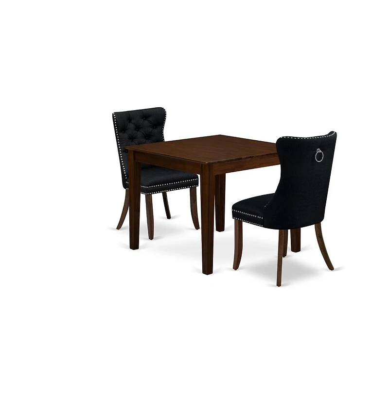 East West Furniture 3 Piece Dinette Set for Small Spaces Contains a Square Kitchen Table