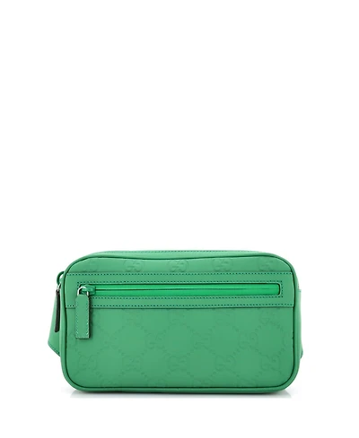 Pre-Owned Gucci Front Zip Belt Bag Gg Rubber Effect Leather