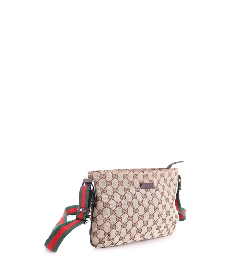 Pre-Owned Gucci Small Web Strap Messenger Bag Gg Canvas