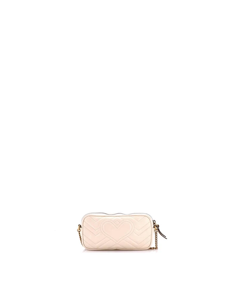Pre-Owned Gucci Mini Gg Marmont Chain Crossbody Bag Matelasse Leather