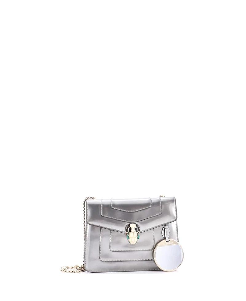 Pre-Owned Bvlgari Small Serpenti Forever Square Shoulder Bag Metallic Leather