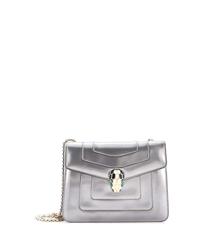 Pre-Owned Bvlgari Small Serpenti Forever Square Shoulder Bag Metallic Leather