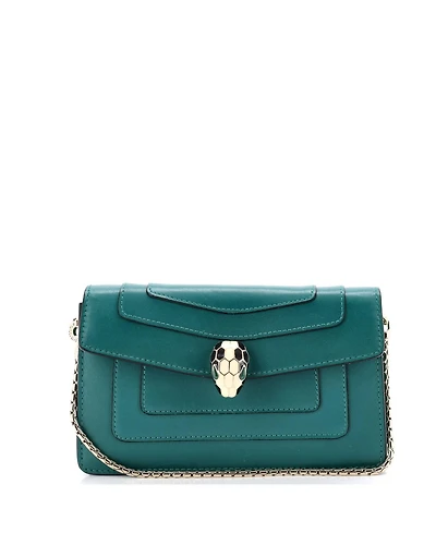Pre-Owned Bvlgari Mini Serpenti Forever Chain Clutch Leather