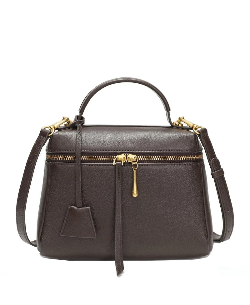 Susu Avery Pebble Leather Camera Bag Structured Crossbody Purse with Wide Strap