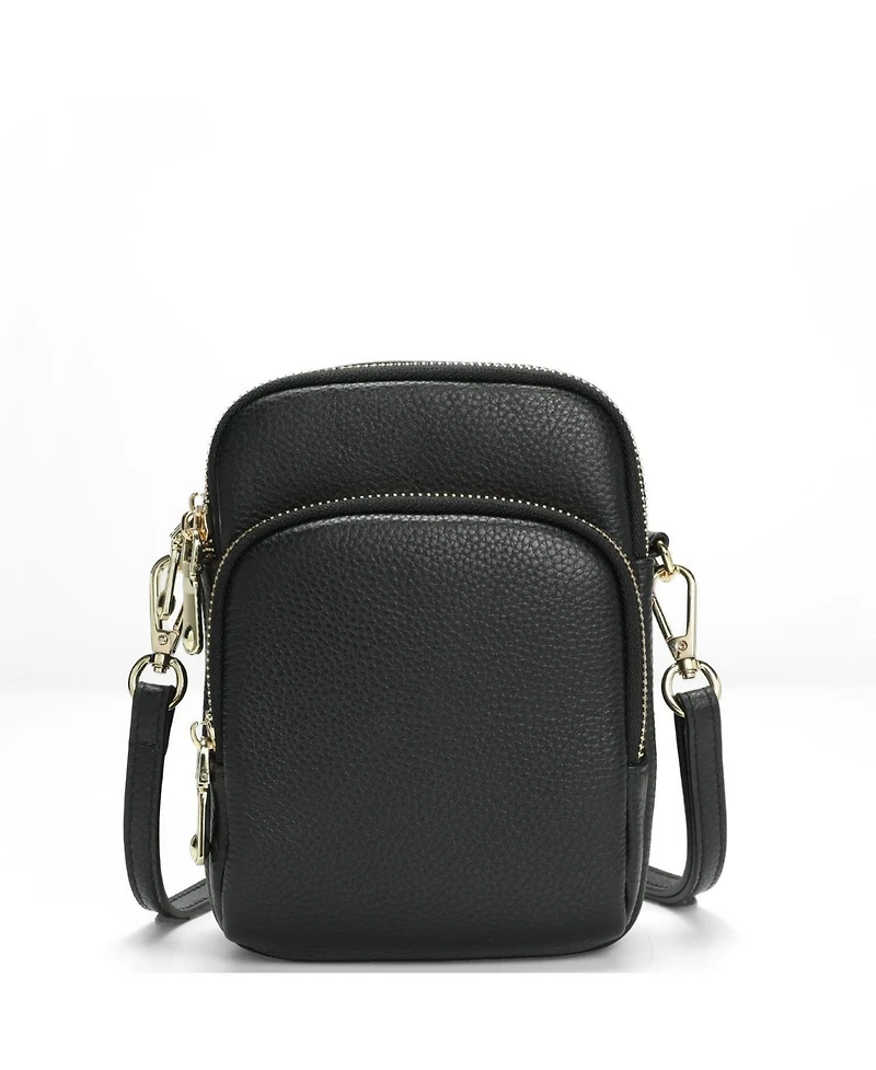 Susu Pace Pebbled Leather Cell Phone Bag Mini Crossbody Purse with Multi Compartments