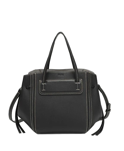 Susu Hadley Leather Tote Bag Structured Shoulder Purse Minimalist Convertible Crossbody with Top Handles