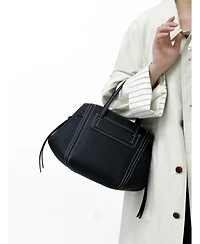 Susu Hadley Leather Tote Bag Structured Shoulder Purse Minimalist Convertible Crossbody with Top Handles