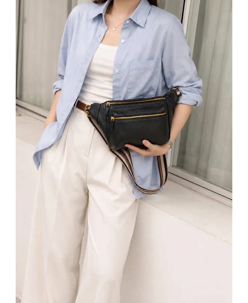 Susu Cleo Leather Fanny Pack Crossbody Sling Bag Chest Belt Purse