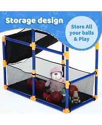 homfan 12.8 x 6.1 x 16.3 Inch Pvc Basketball Game Set for Kids with 4 Mini Basketballs Air Pump Included Indoor Fun Play Regular