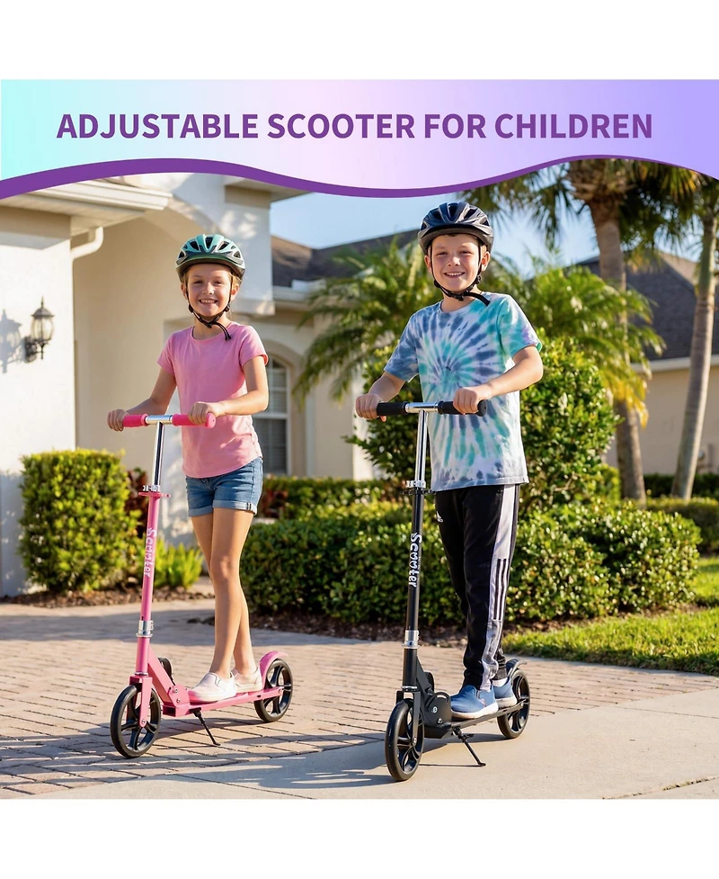 homfan 32.3x4.7x12 Kids Folding Scooter with Big Wheels, Adjustable Handlebar, Lightweight Aluminum Frame, for Outdoor Riding