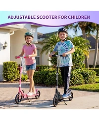 homfan 32.3x4.7x12 Kids Folding Scooter with Big Wheels, Adjustable Handlebar, Lightweight Aluminum Frame, for Outdoor Riding